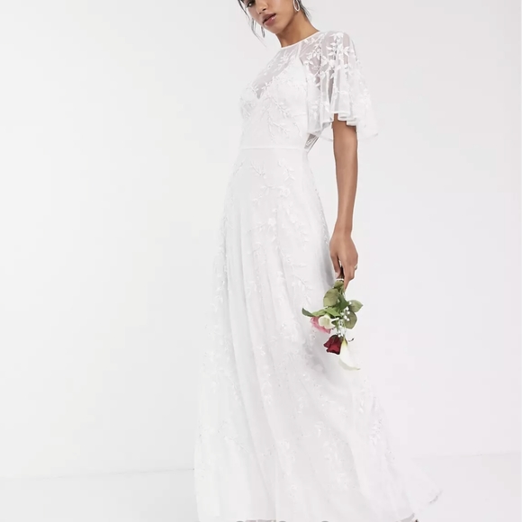 ASOS Edition Bridal Dress NWT White Embroidered, Beaded US size 8 - Picture 9 of 12